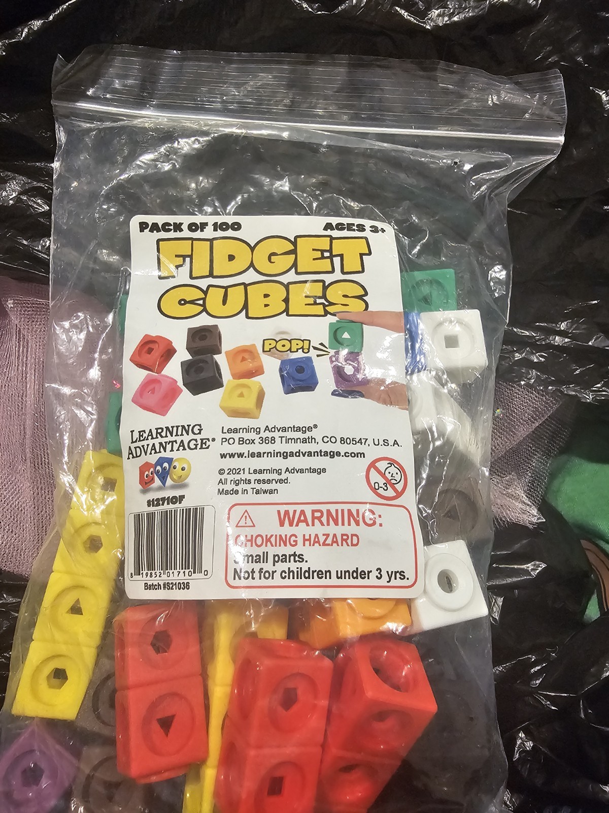 Learning Advantage Fidget Toy Cubes Pack of 100 Multicolor Age 3-4 MPN 12710F