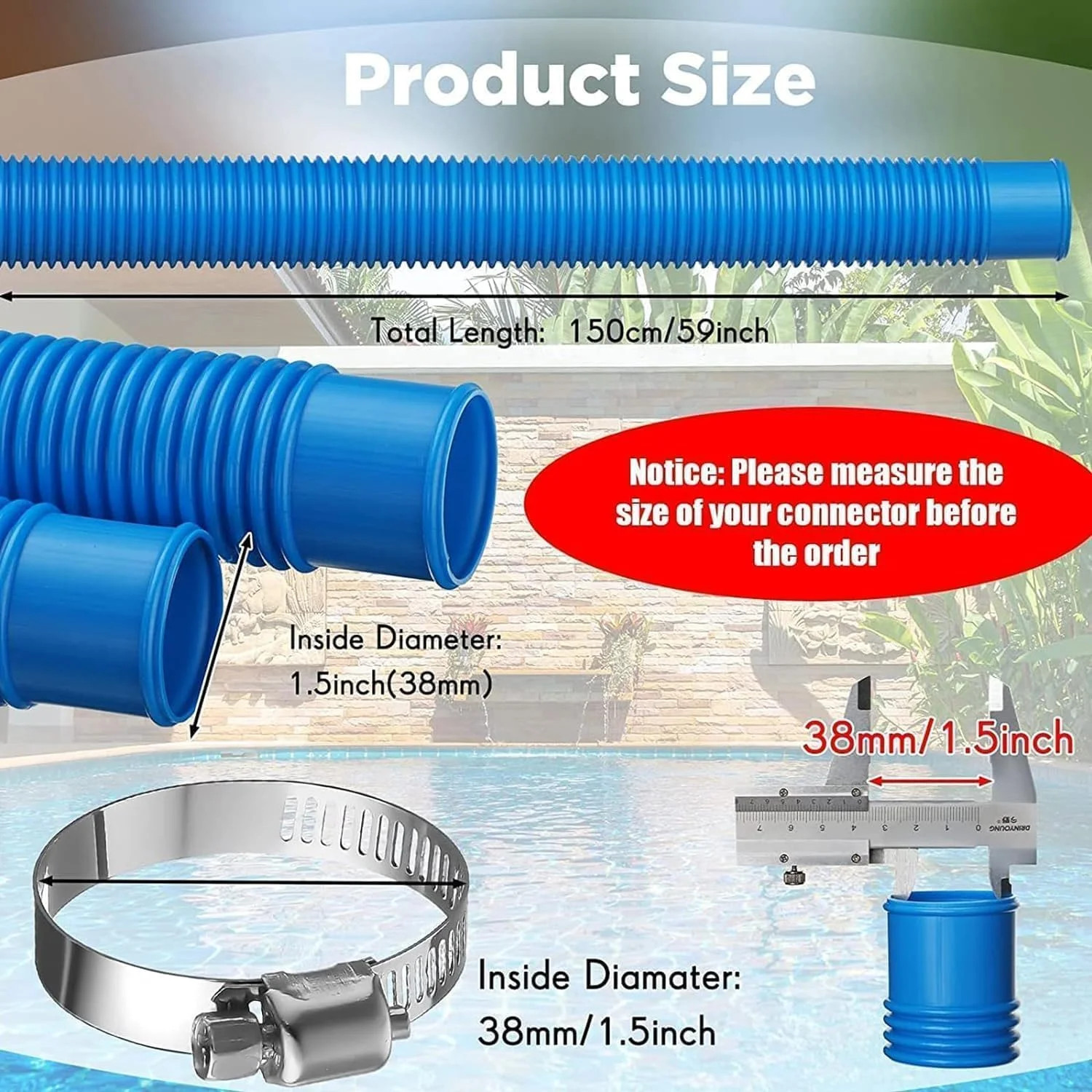 Pool Pump Hose for Above Ground Pools, Premium Pool Filter Pump Hoses, 2 Pack 1.