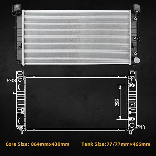 DWVO 34 Inch Core Radiator Compatible with Chevy Silverado Suburban Tahoe, Fit