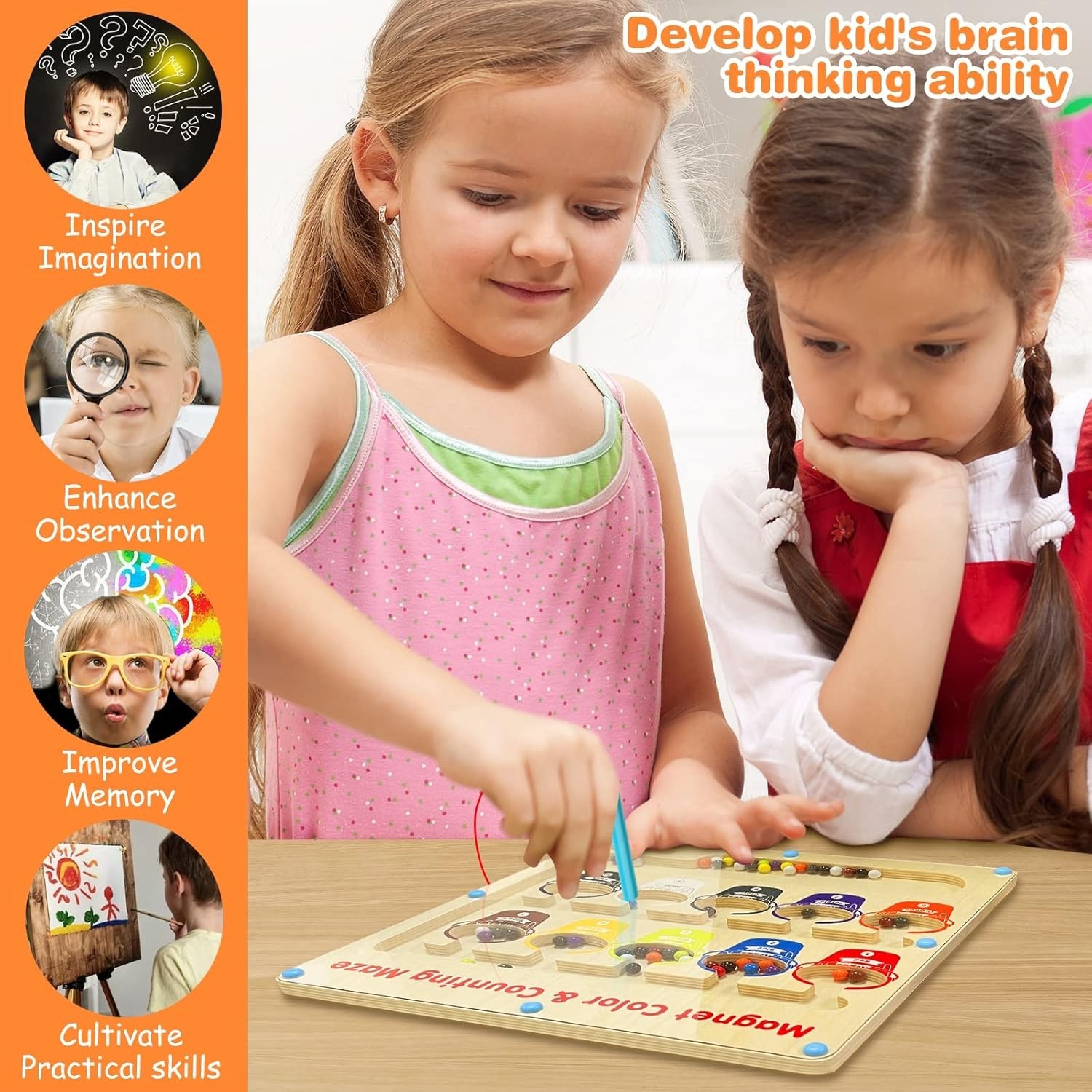NEW Montessori Magnetic Color Number Counting Toy Wooden Puzzle Board 1+ yrs