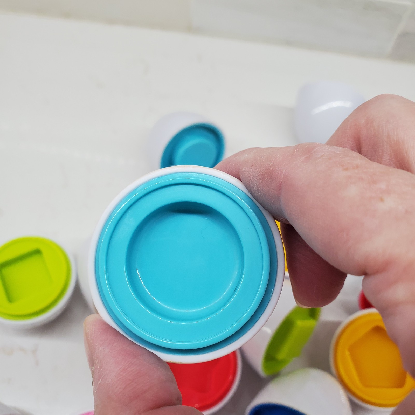 Matching Shapes Game 12 Plastic Eggs – Shapes & Color Sorter Educational Play