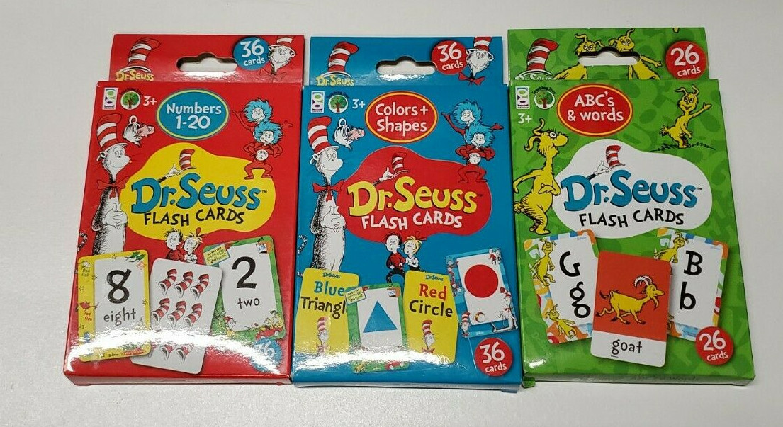 Dr. Seuss Flash Cards | Set of 3 | ABC’s & Words…Numbers 1-20..Shapes & Colors