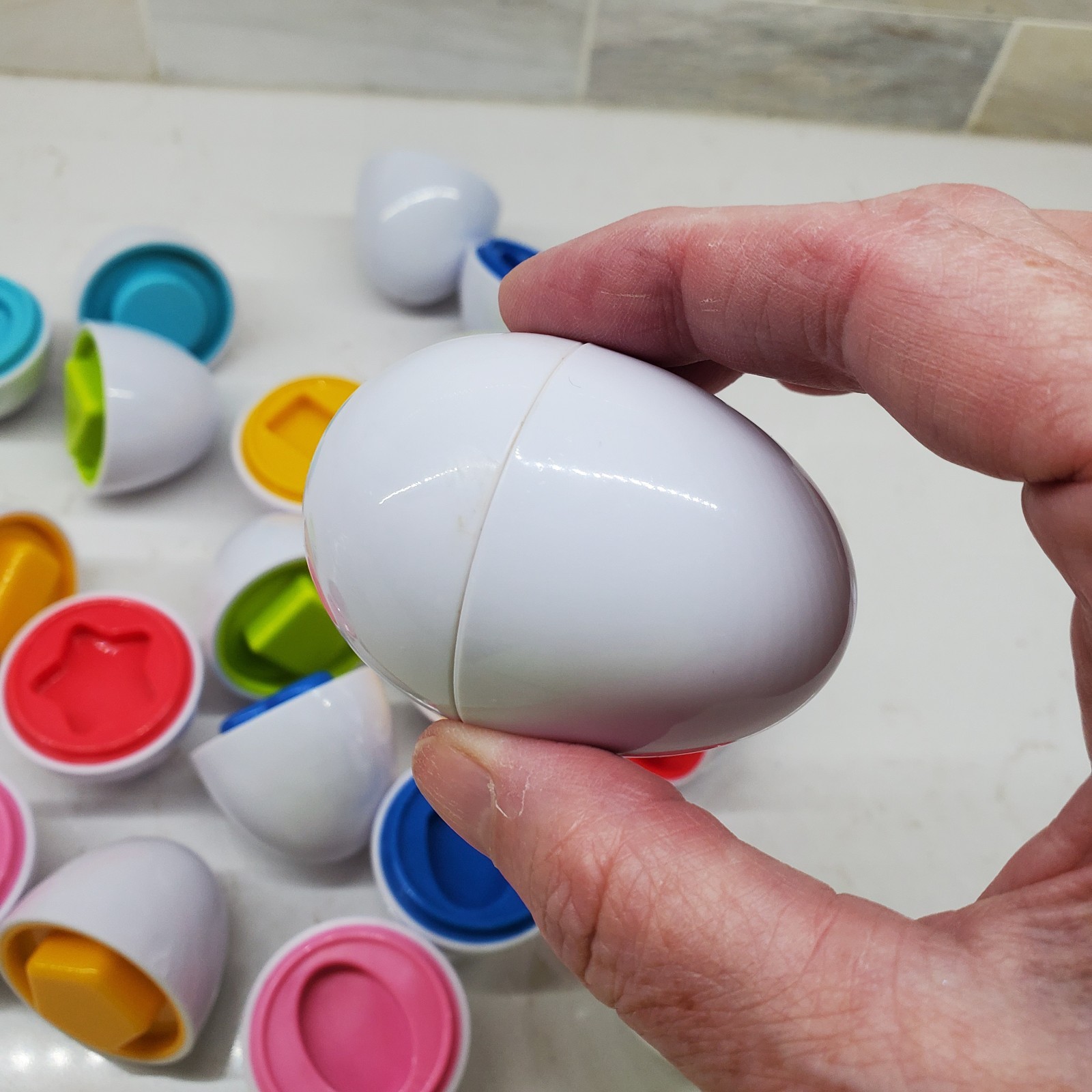Matching Shapes Game 12 Plastic Eggs – Shapes & Color Sorter Educational Play