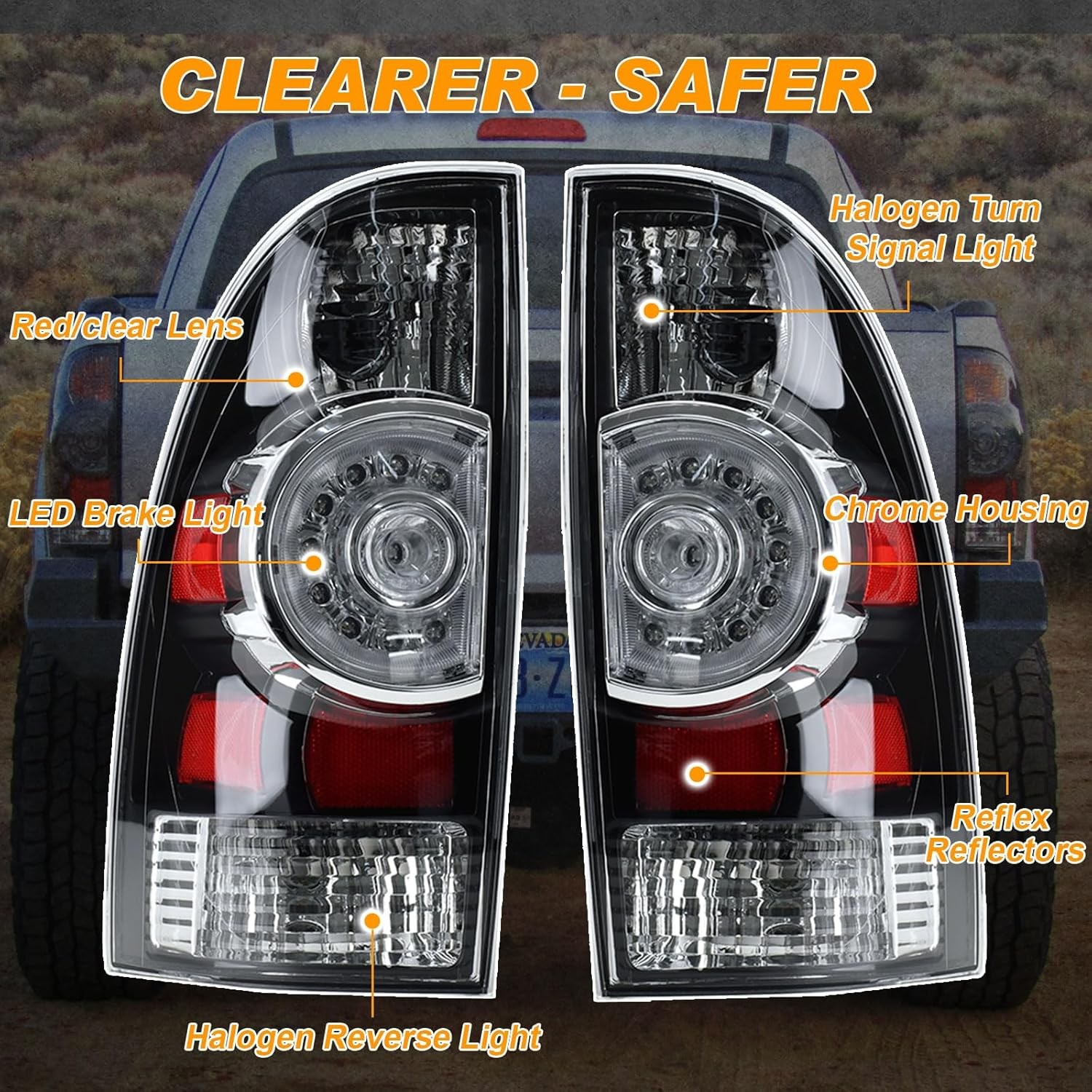 Tail Light Assembly Compatible With 2005-2015 Tacoma Pickup Driver and Passenger