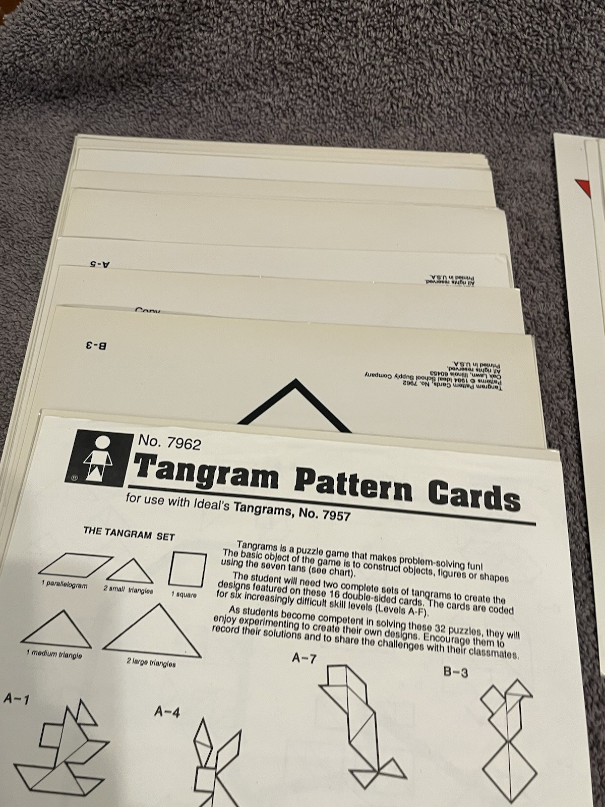 Lot Of 1980s And 1990s Tangram Pattern Cards 31 Total Some Double Sided
