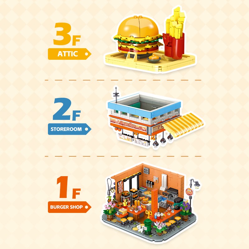 Hamburger Shop City Street Building Block Set