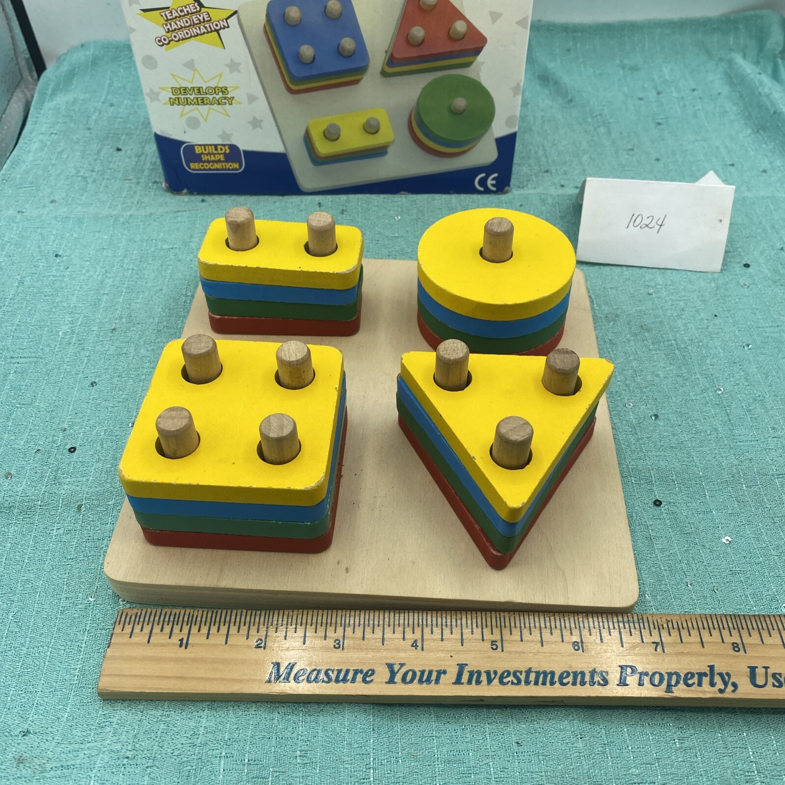 Vintage REAL WOOD TOYS Sort-A-Shape Activity Board Developmental Game