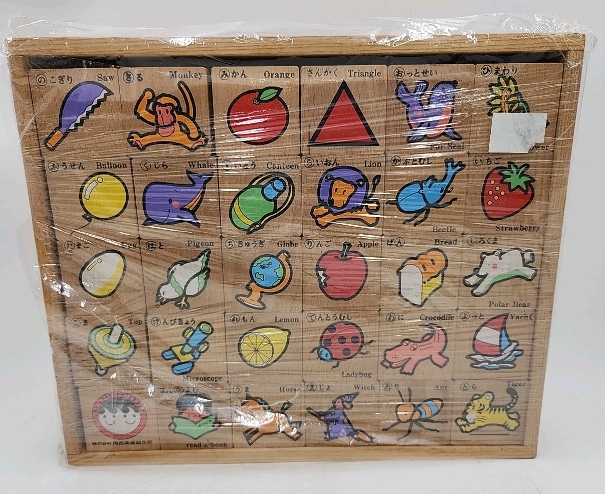 NEW Kumon Hiragana Wooden Building Blocks Japanese English Learning Toy Japan