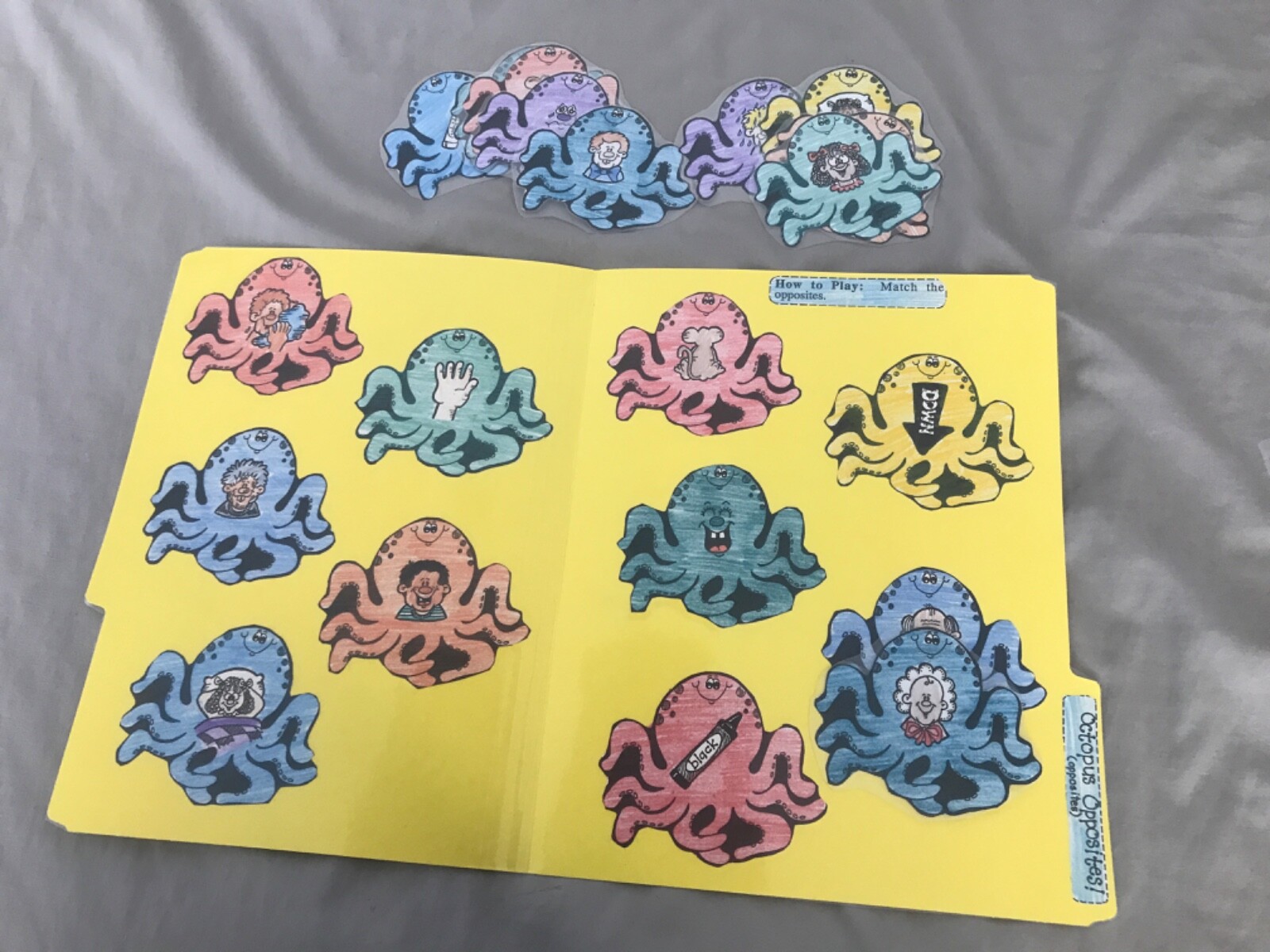 Octopus Opposites! Grade K language arts file folder game teacher resources