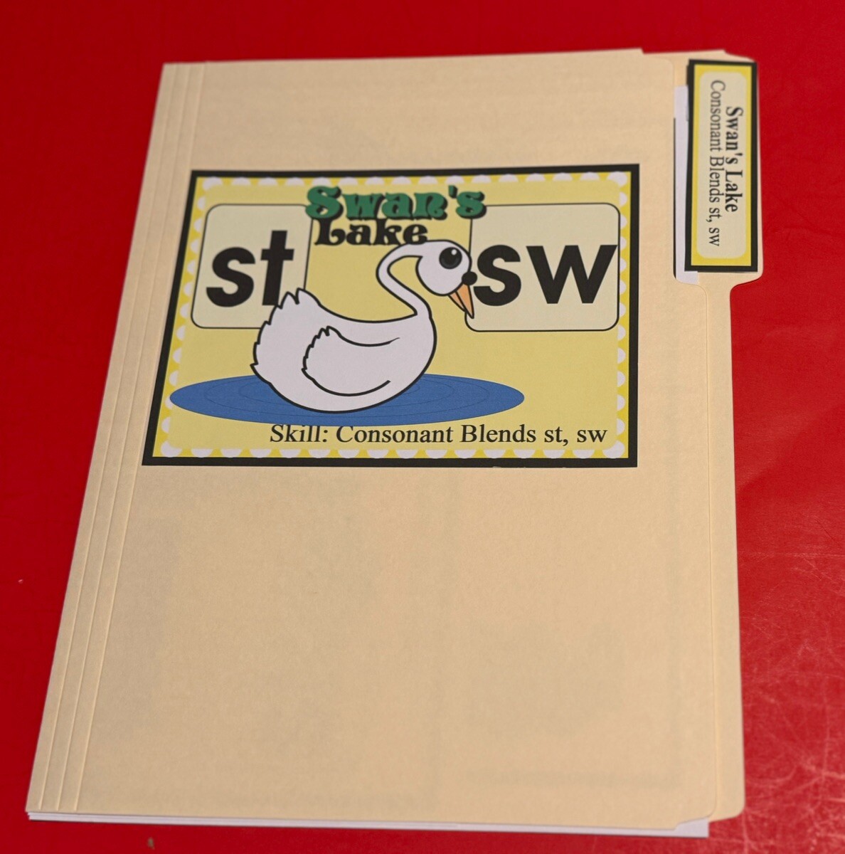 Swan’s Lake – Phonics. Sw / St – DIY File Folder game – Printed / Uncut