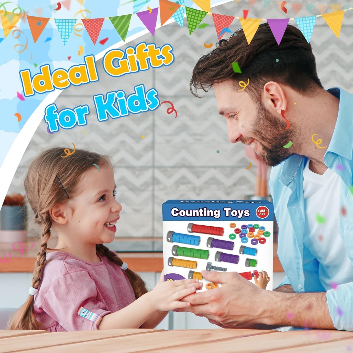 2-in-1 Montessori Counting & Stacking Toy Ages 1-5 Fast US Shipping