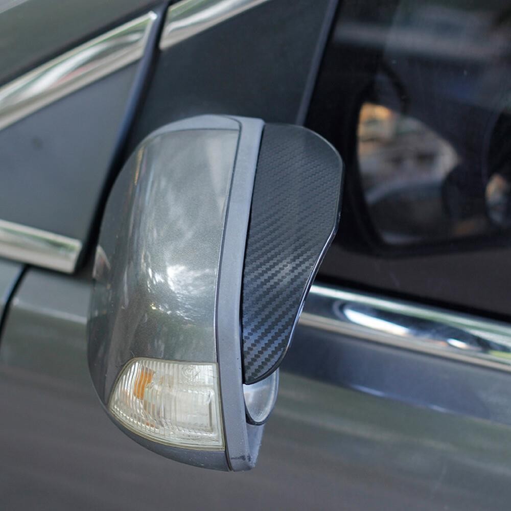 2x Carbon Fiber Black Mirror Rain Visor Guard Cover For Car Exterior Accessories