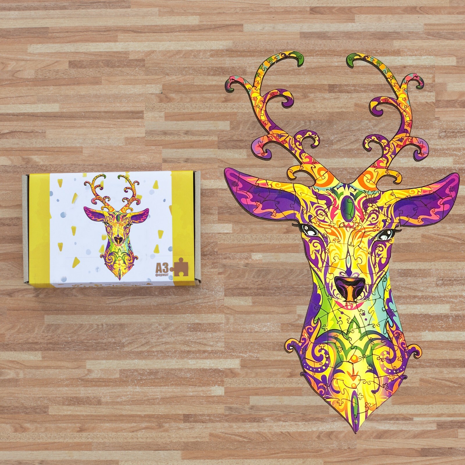 Animal wooden puzzle Noble deer – gift ecofriendly puzzle medium and large