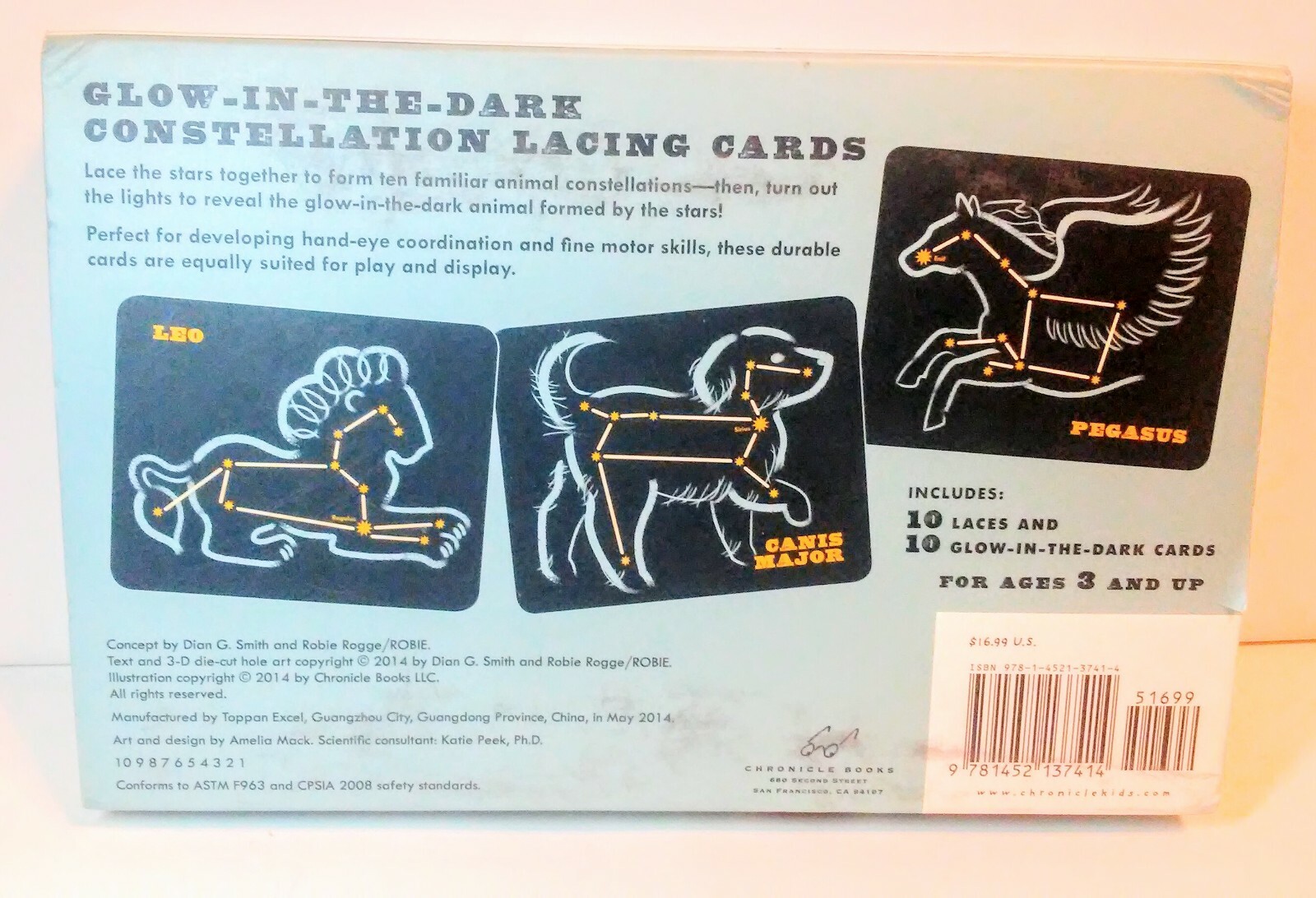 ANIMALS IN THE STARS LACING CARDS / glow in the dark / Never Used