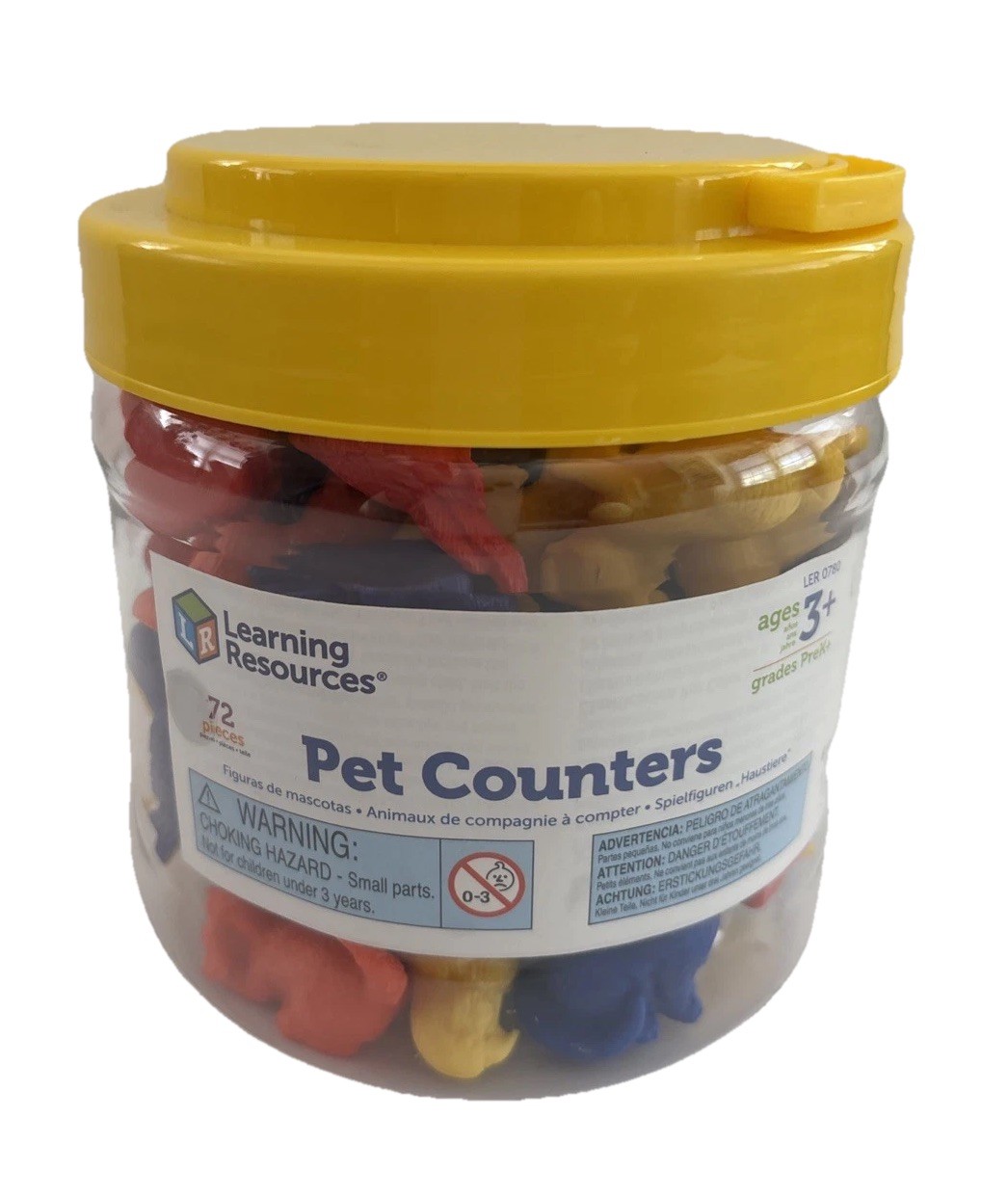 Learning Resources Pet Figure Counters – 6 Shapes, 6 Colors – 72 Pieces