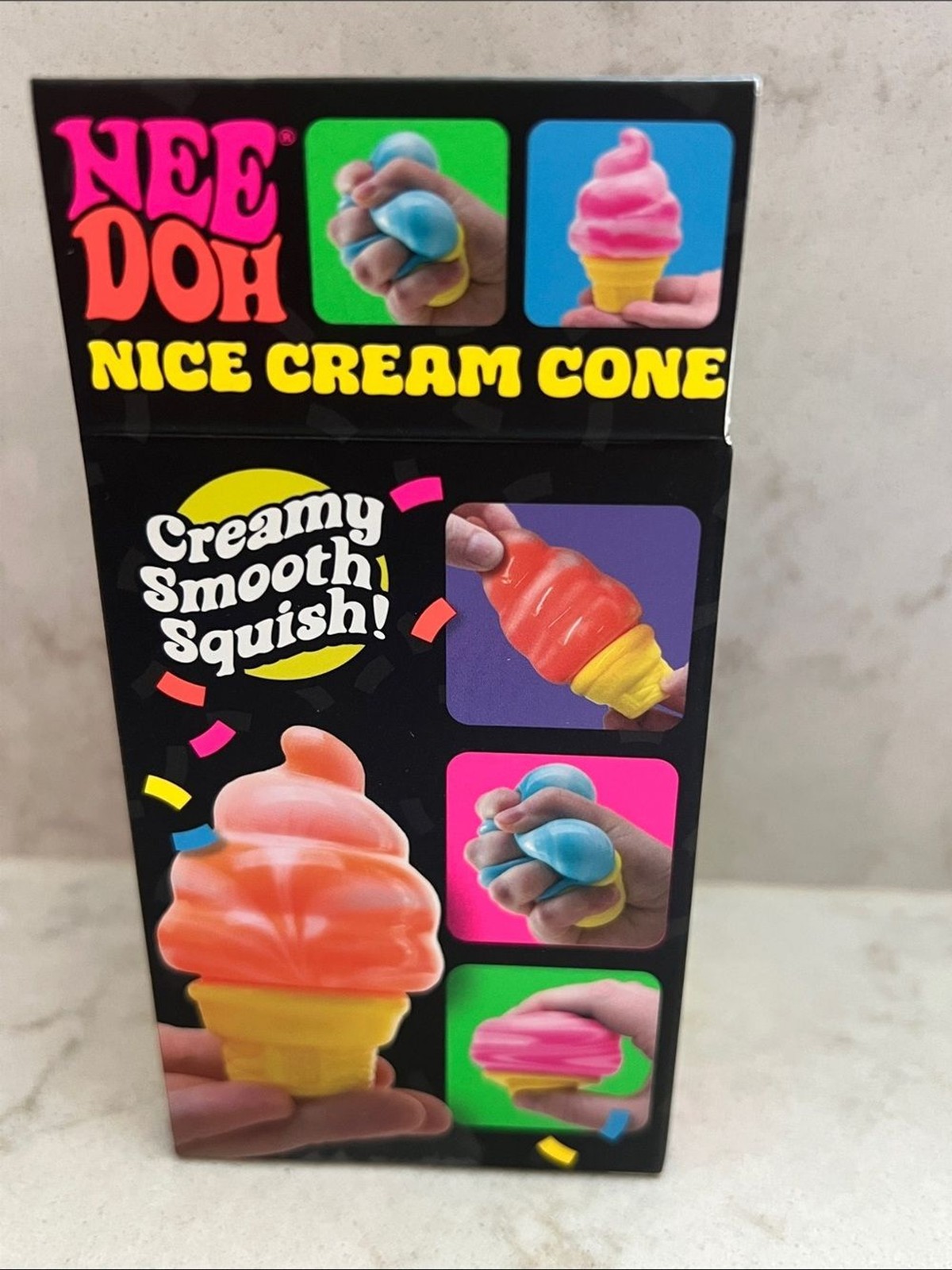 Needoh Nice Dream Cone Squishy Squeezy Fidget Toy Ice cream Pink