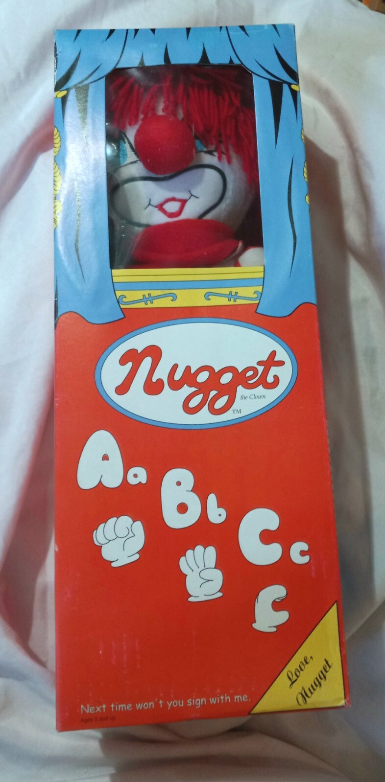 Nugget the Clown. Sign Language Plush Doll 1999 Nugget’s Window. NEW