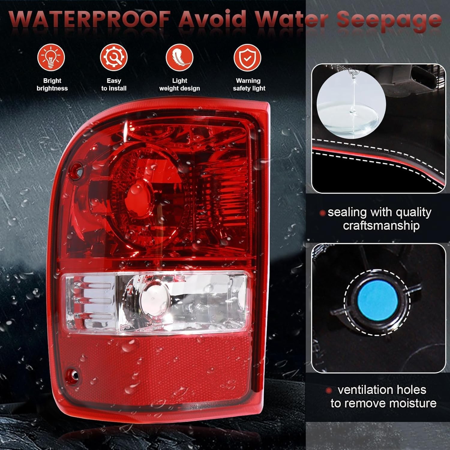 Tail lights Assembly Compatible with 2001-2011 Ford Ranger Left and Right OE Sty