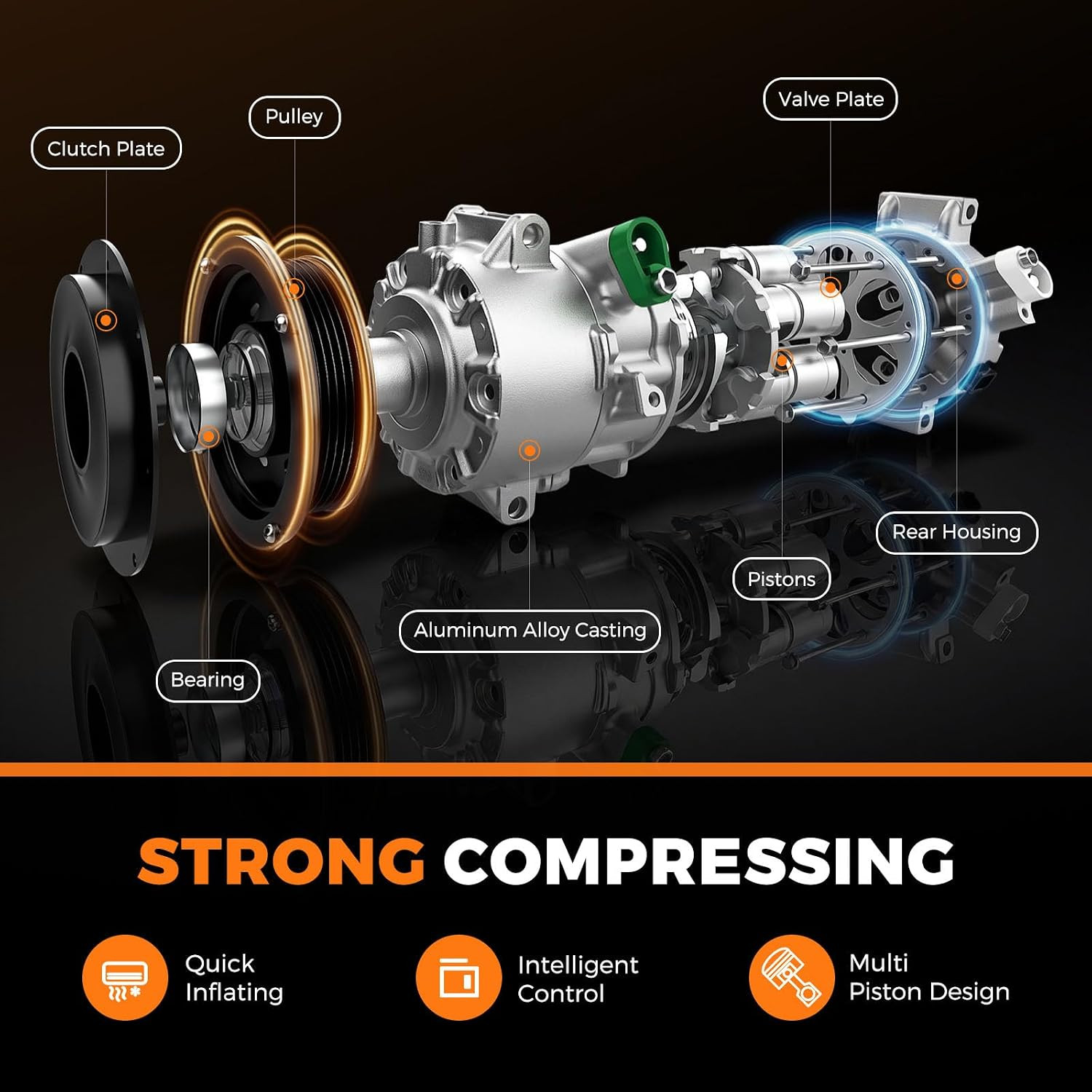 AC Compressor Compatible with Subaru Crosstrek 2016-2017 2.0L,Forester 2014-2018