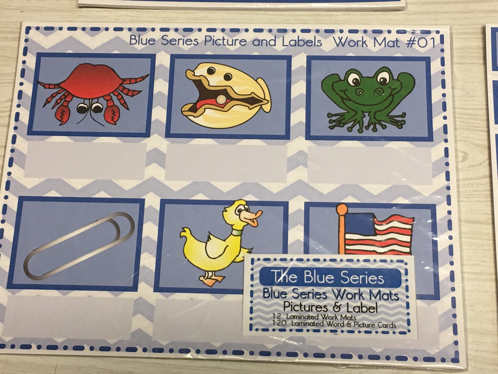 The Blue Series – Pictures And Word Label Work mats – Montessori