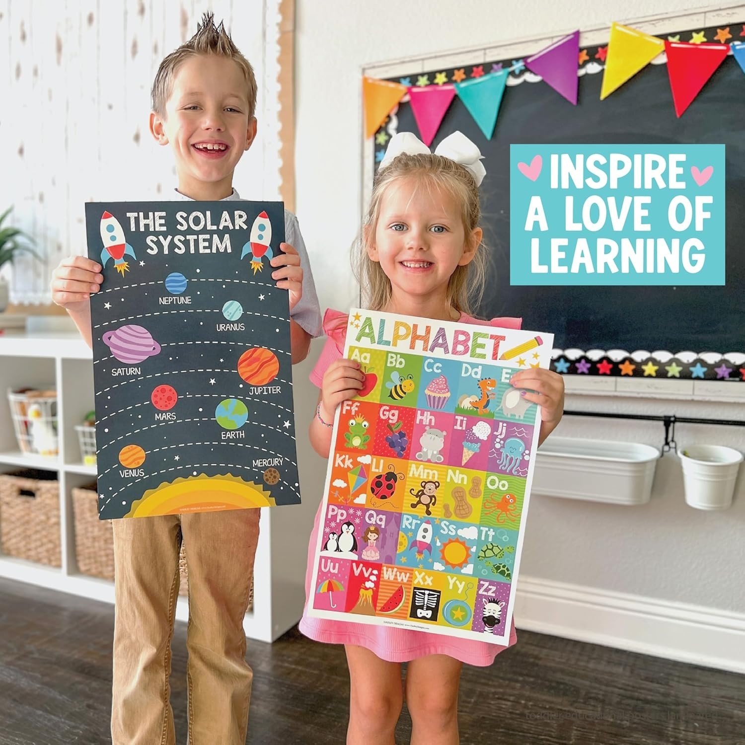 Educational Posters Set for Preschool Learning Laminated Classroom Decor for