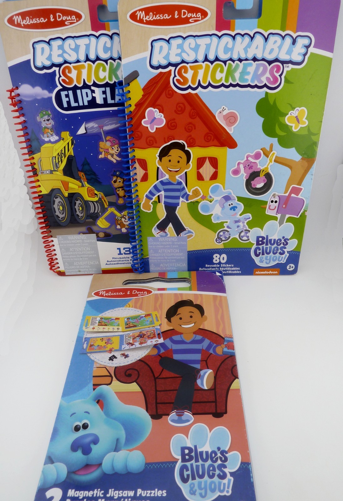 NEW Blues Clues-Paw Patrol Lot 3 Sticker Books & Puzzle Magnets Restickable Fun