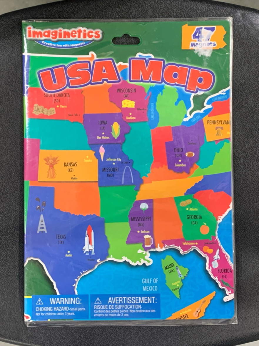 Imaginetics USA Map Learning Game Educational US State Shape Magnets NEW Sealed