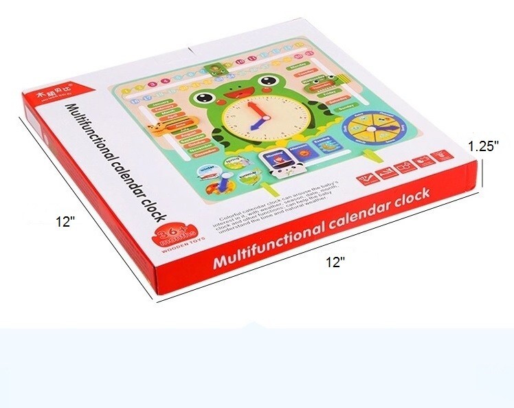 Wooden Clock Preschool Learning Calendar – Teach Kids Time, Date, and Seasons