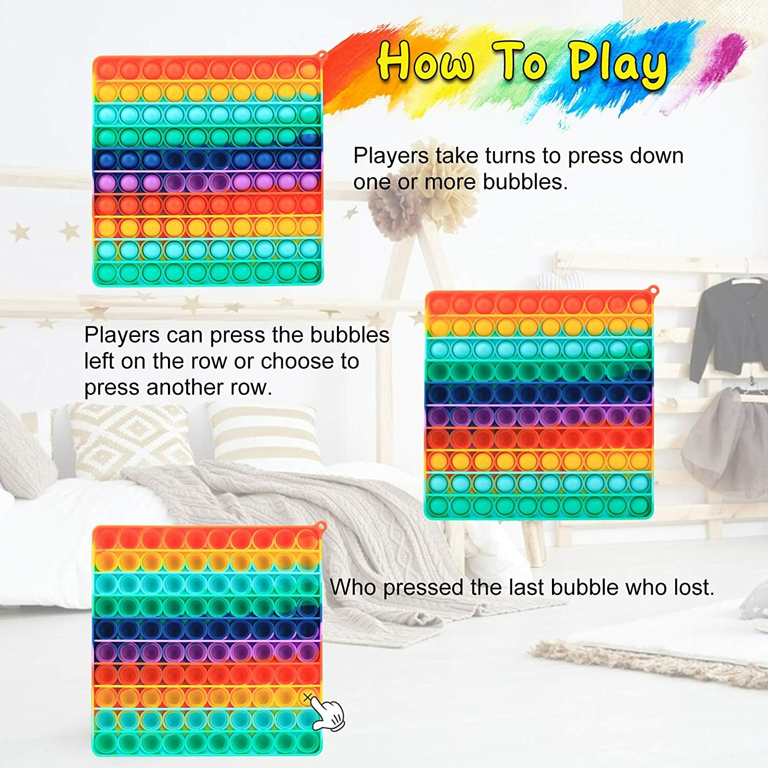 Pop Push Fidget Toy Bubble Sensory Stress Relief Kids Family Square Game Gift US