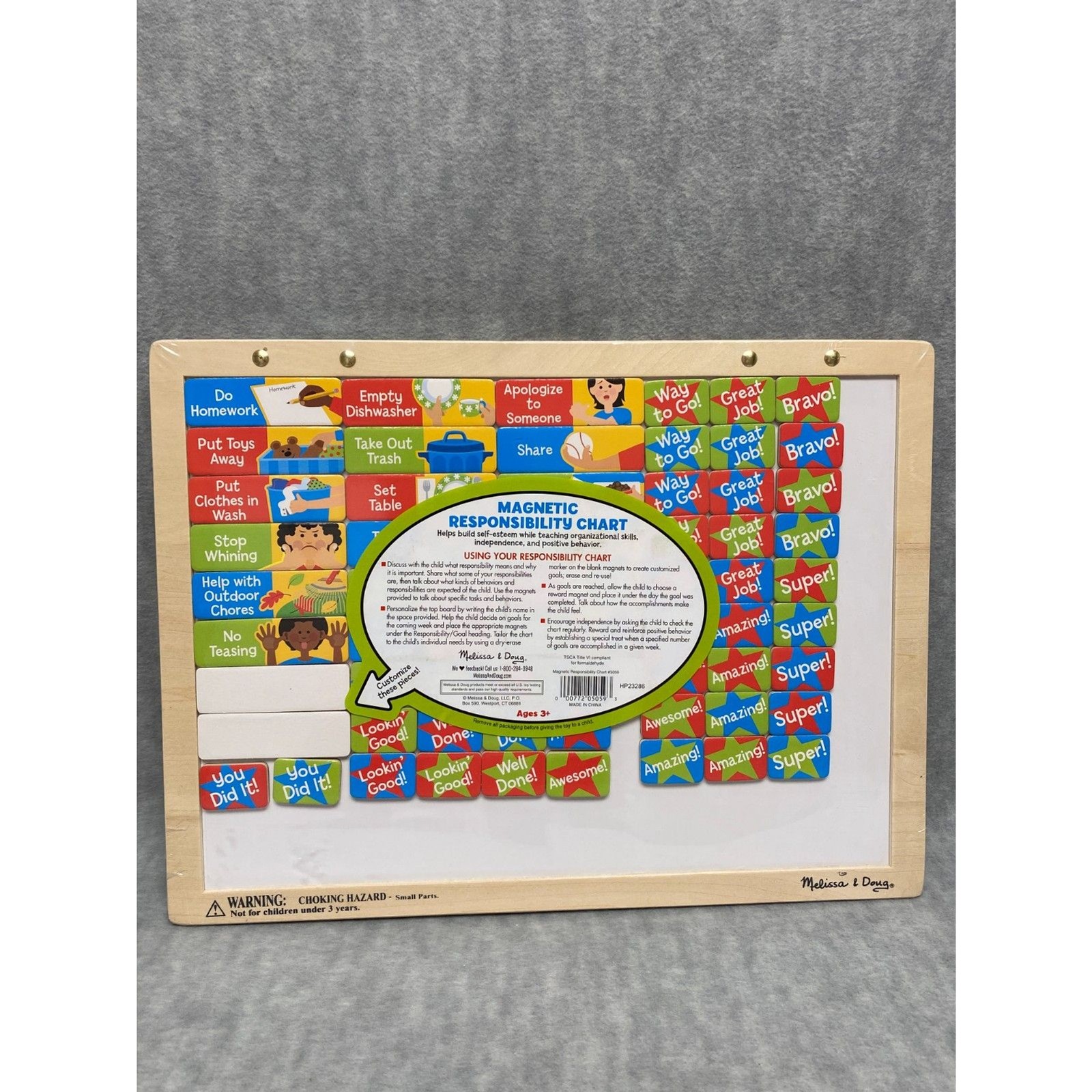 Melissa & Doug Magnetic Responsibility Chart Wooden Hinged 89 Magnet Hanging