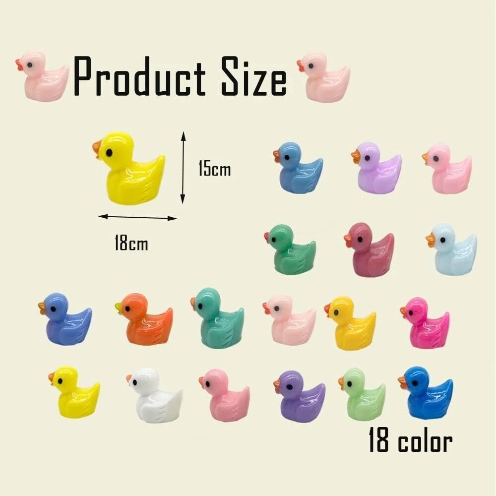 200 Pcs Mini Resin Ducks Tiny Ducks Miniature Duck Figures for Slime Charms DIY