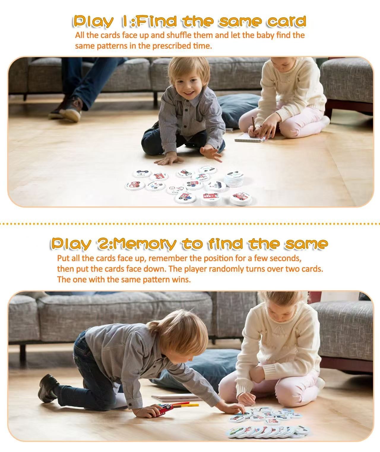 Abida Wooden Memory Matching Game for Kids, 24PCS Dino Match Cards, Educational