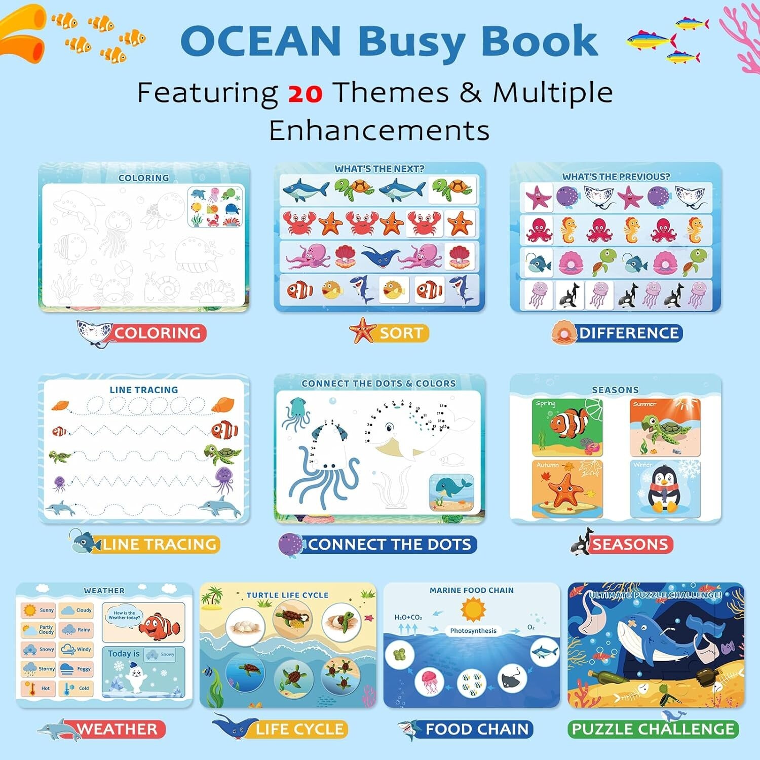 Preschool Busy Book for Toddlers Montessori Educational Learning Activity 3+