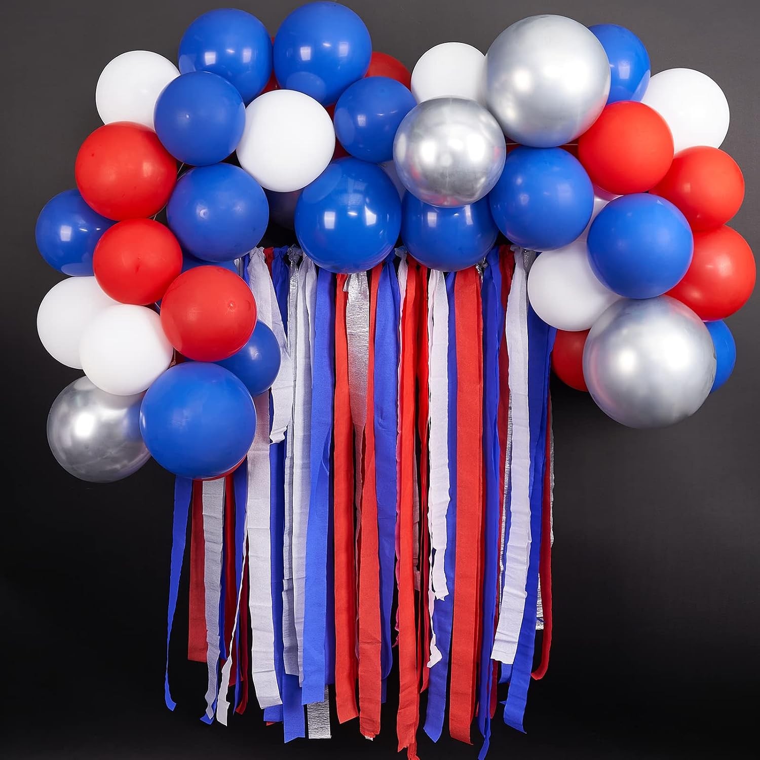 PartyWoo Patriotic Red White and Blue Crepe Paper Streamers 6pcs 492ft Pack of R