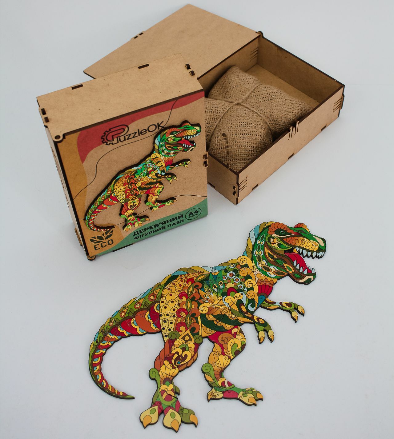 Animal wooden puzzle Tyrannosaurus Rex- gift ecofriendly puzzle medium and large