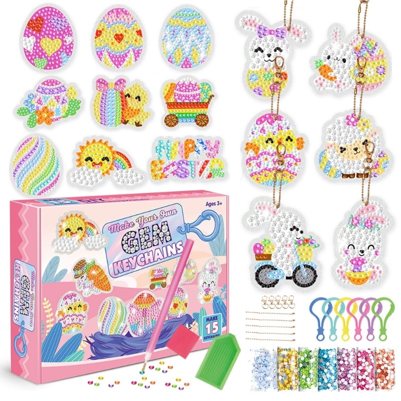 5D Kits Easter Arts for Kid Aged 8 -12 DIY for Keychain