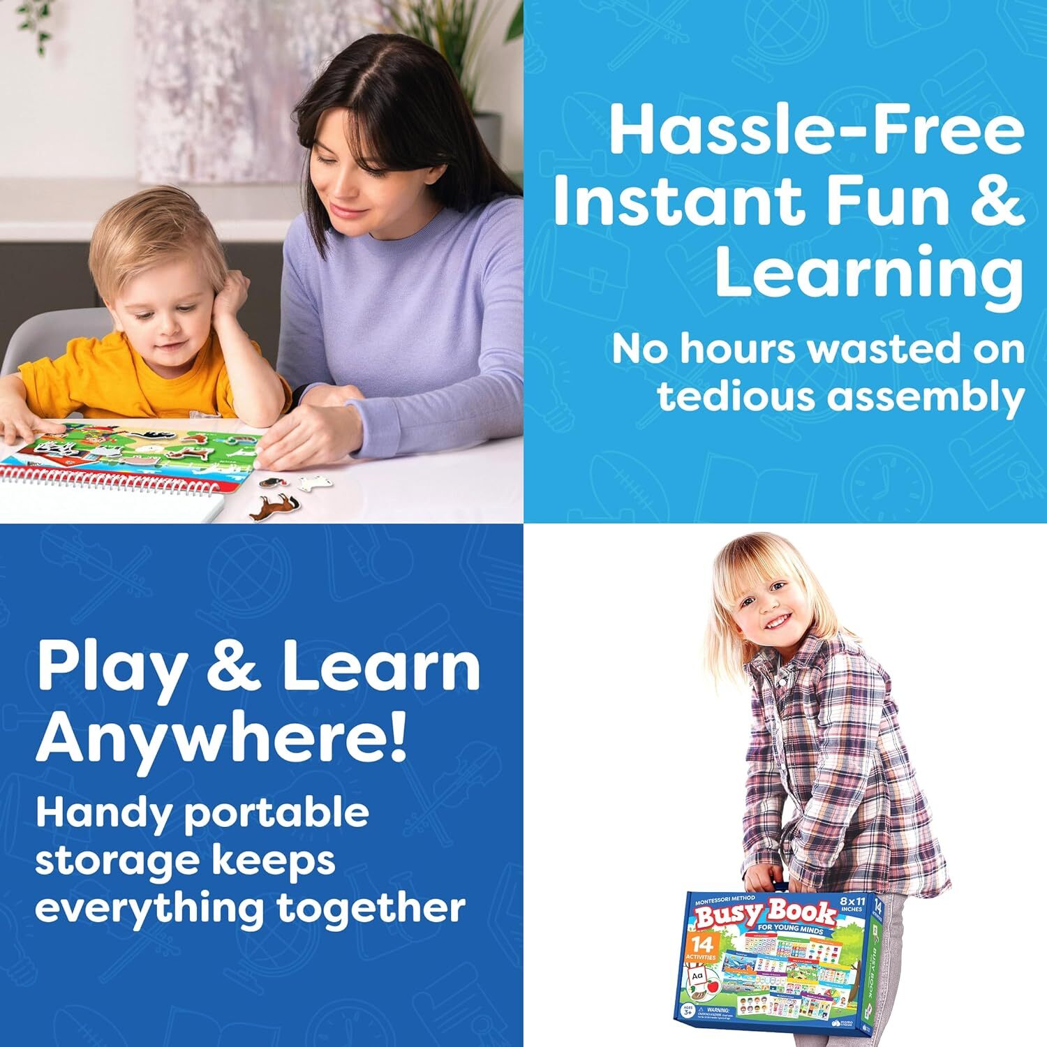 Preschool Learning Activities Montessori Busy Book for Toddlers Ages 3 and UpNEW