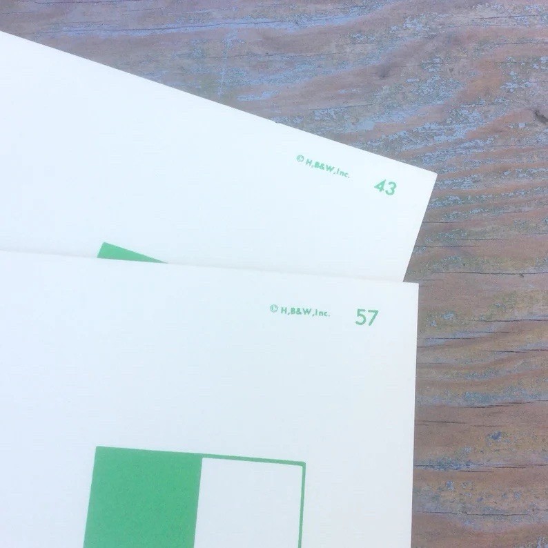 Large Pair White Flash Cards w/ Green Squares Educational Learning 19” x 6” HB&W