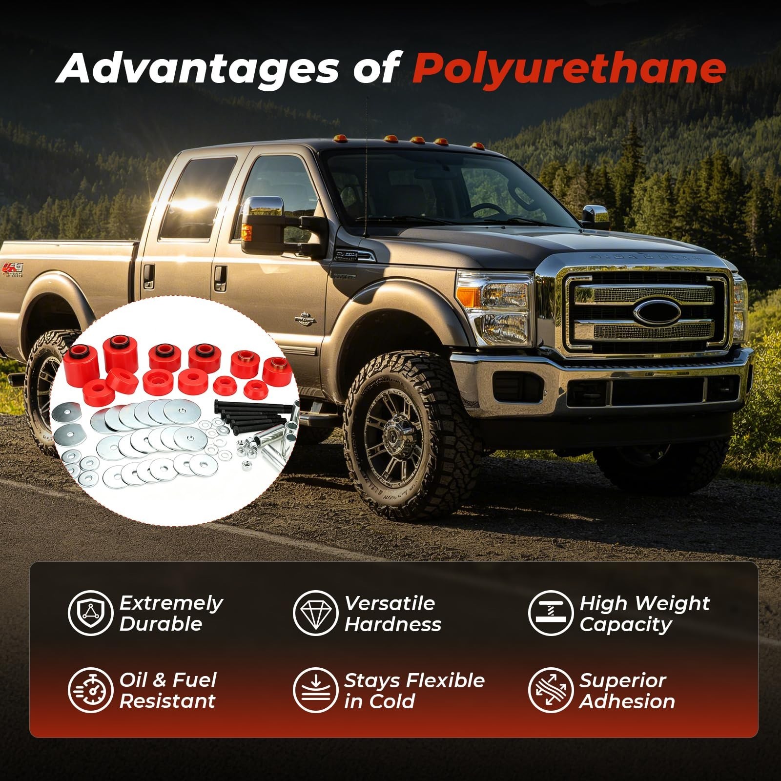 Polyurethane Body Mount Bushing Kit for 1980-1998 F-150/F-250/F-350 (2WD/4WD)…