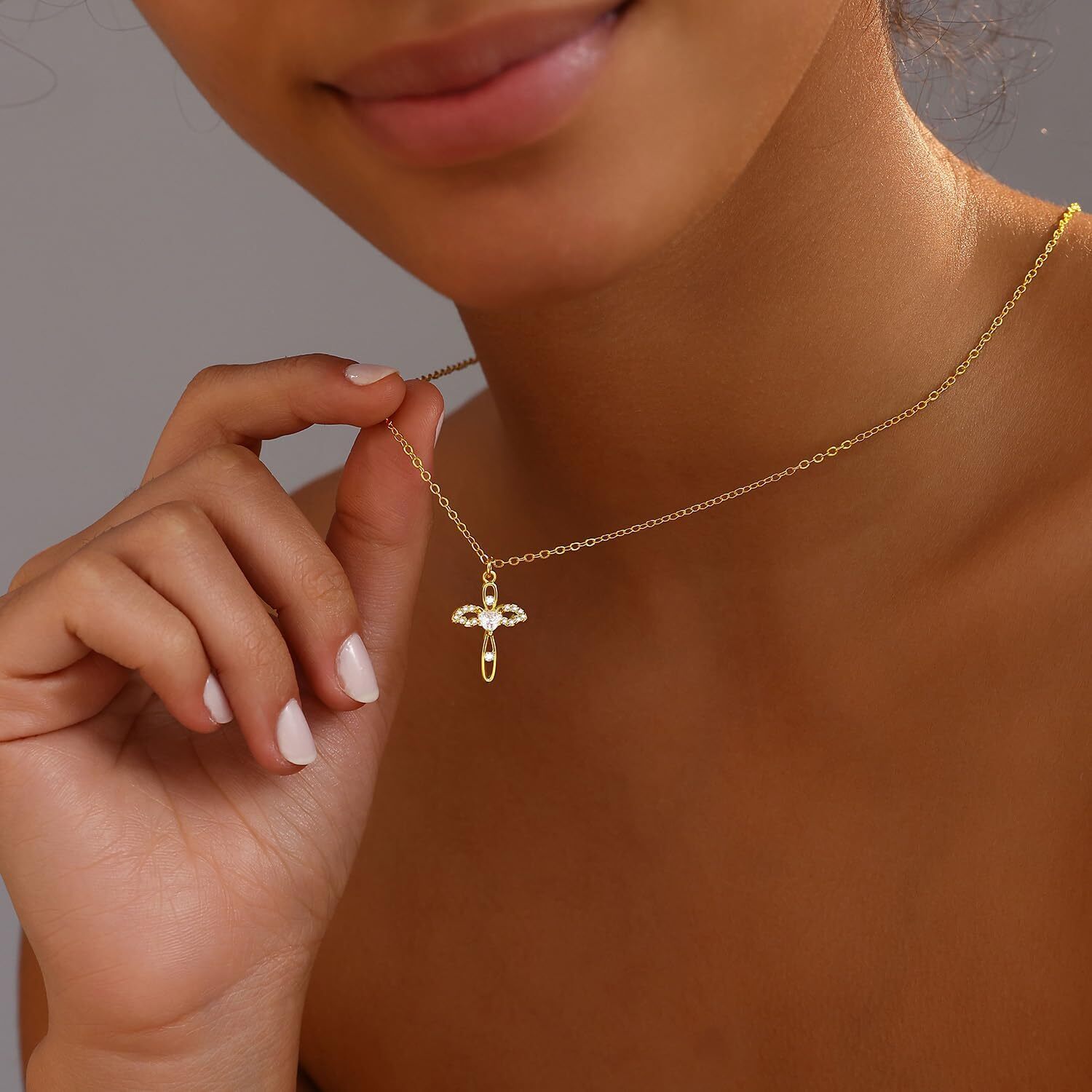 Gold Cross Necklaces for Women Trendy,Dainty Gold Necklace 14K Gold Plated Cross