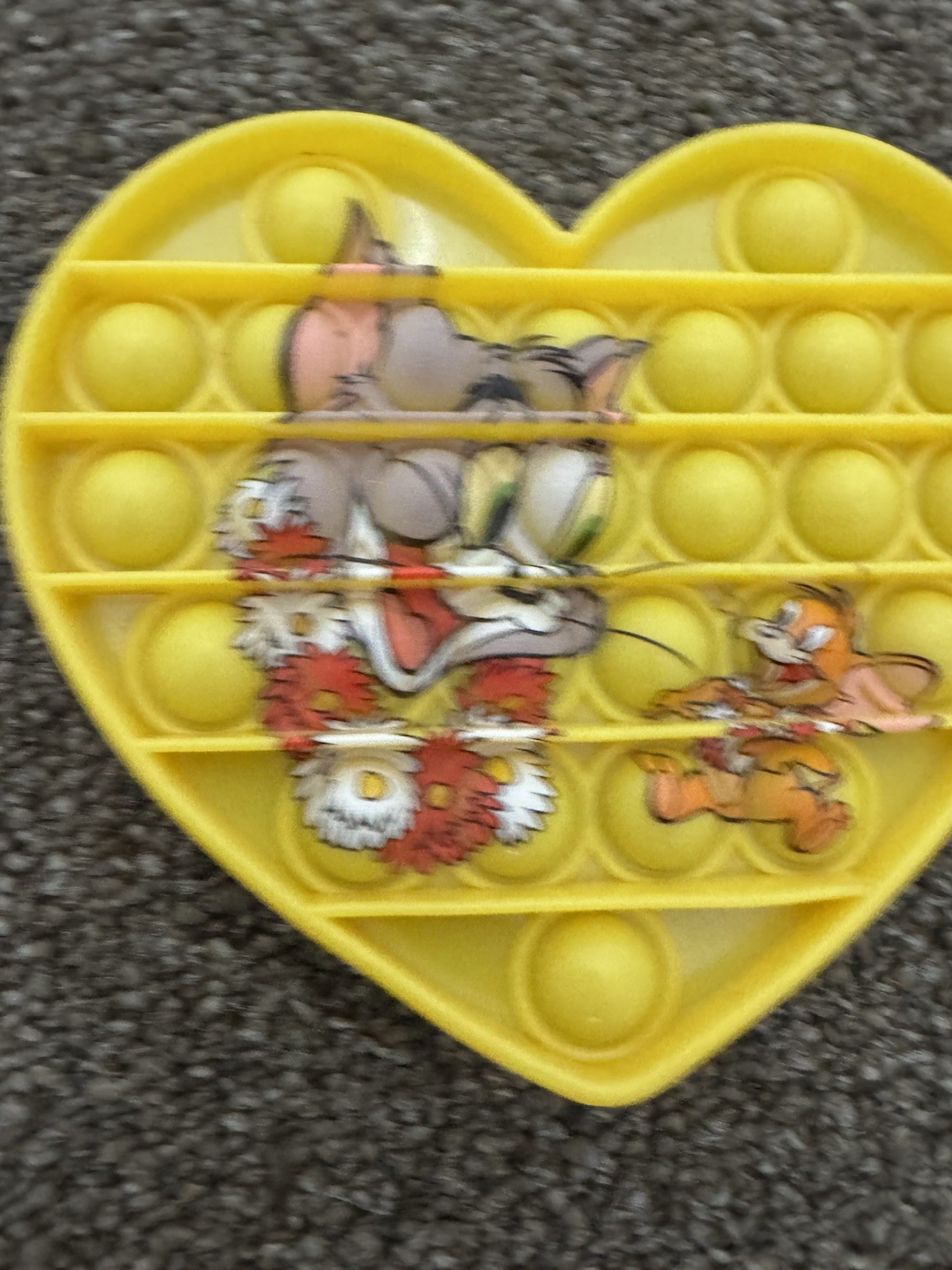 Tom & Jerry Yellow Heart Cat Mouse Push Pop Squisher SKU:K
