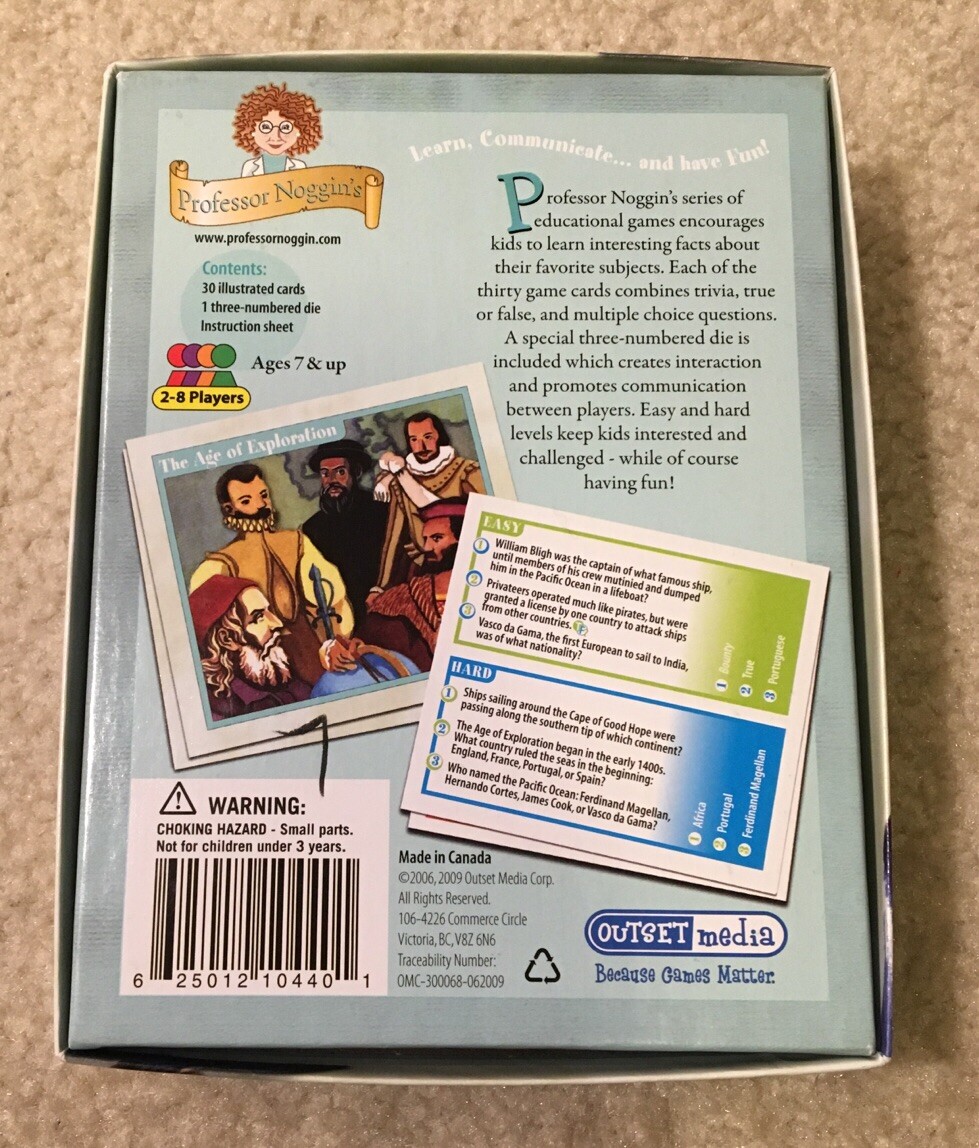 Professor Noggin’s Explorers History Geography Educational Card Game Complete