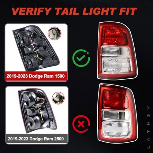 Tail Light Compatible With 2019-2023 Dodge Ram 1500 Right Chrome Bezel
