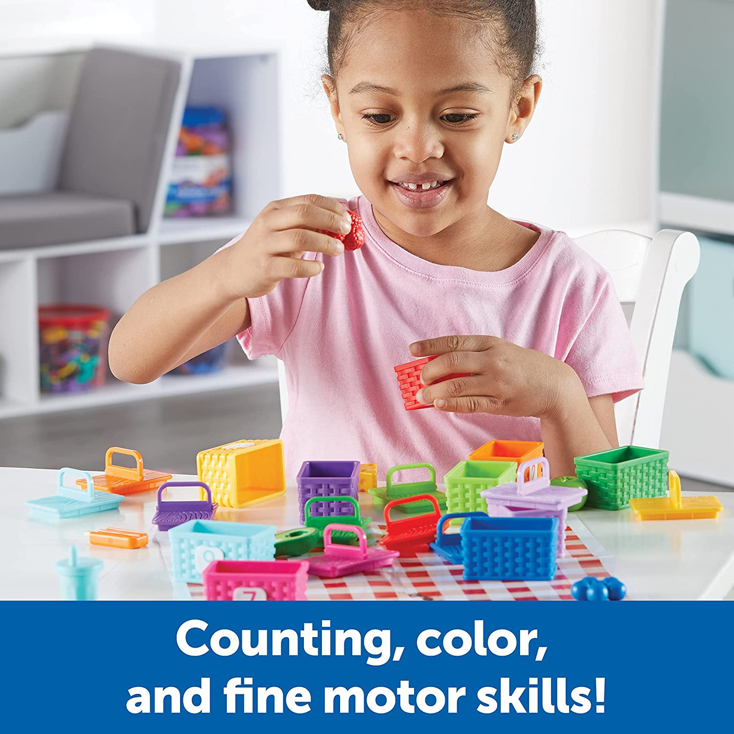 Sorting Surprise Picnic Baskets, Toddler Sorting & Matching Skills Toy, Fine Mot