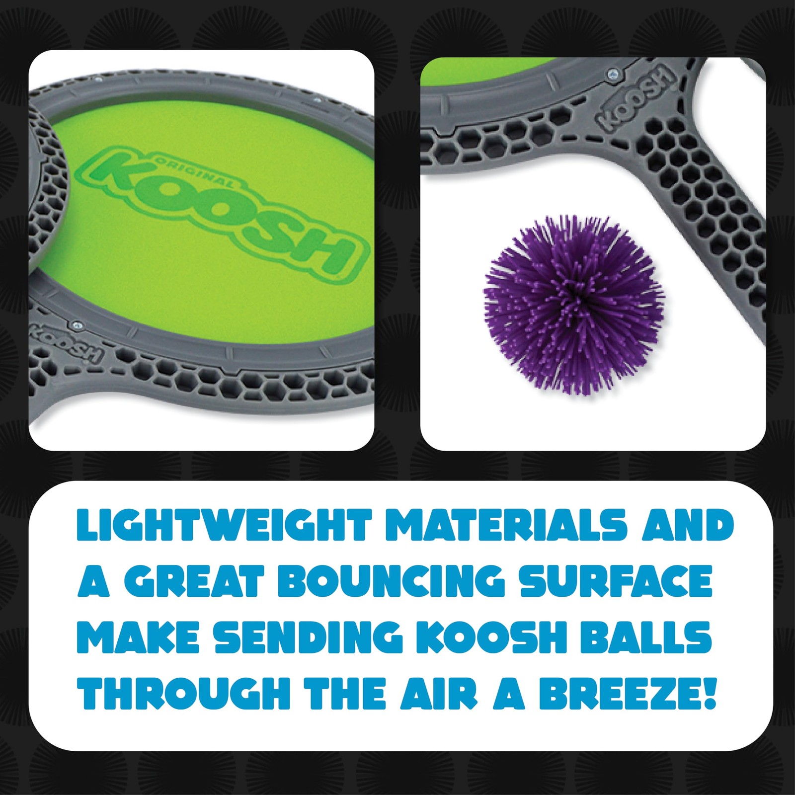 Koosh Double Paddle Playset — Paddles and Ball for Added 0, Green Gray