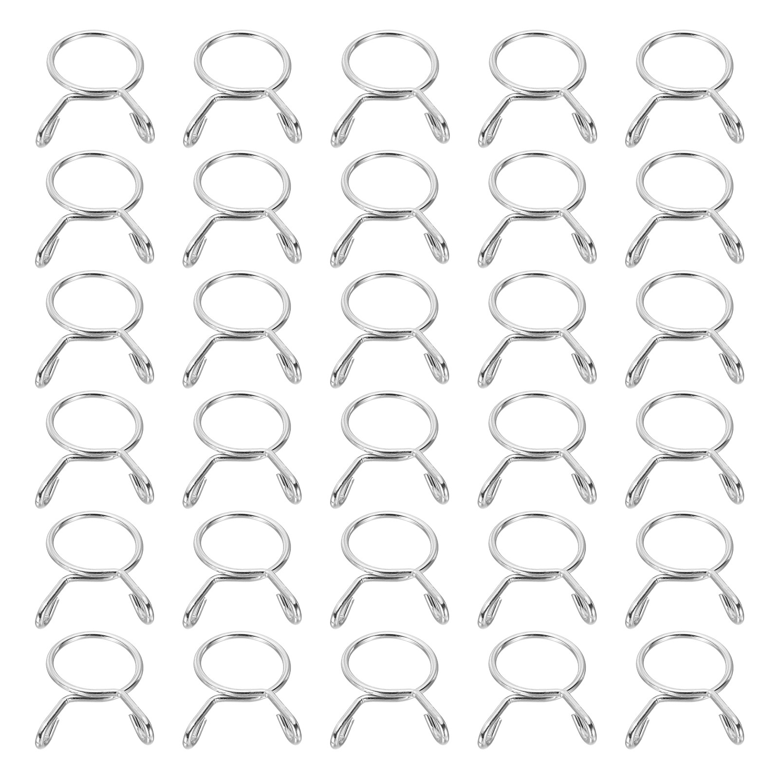 30Pcs 16mm ID 18.7mm OD Fuel Line Hose Clips Spring Clips Clamps Silver