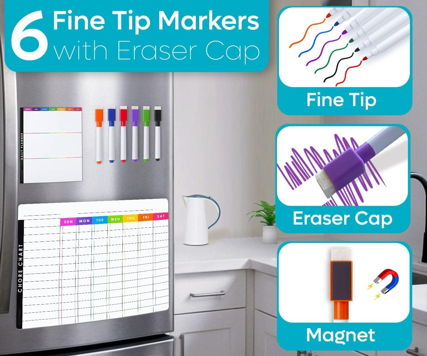 Magnetic Dry Erase Chore Chart Set – Fun Family Organization Tool for Kids