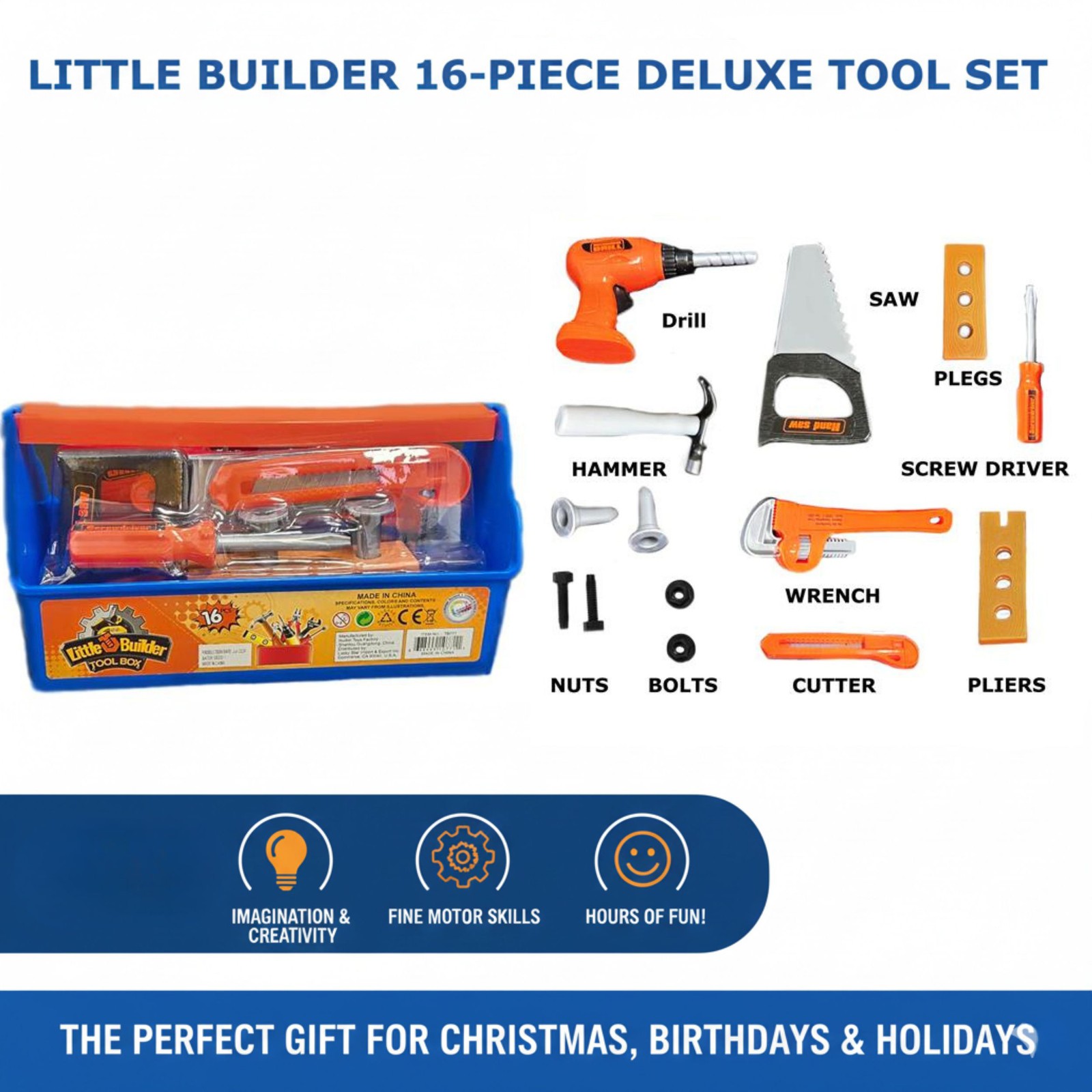 Educational Construction Toy Tool Set for Coordination,Imagination, Motor Skills