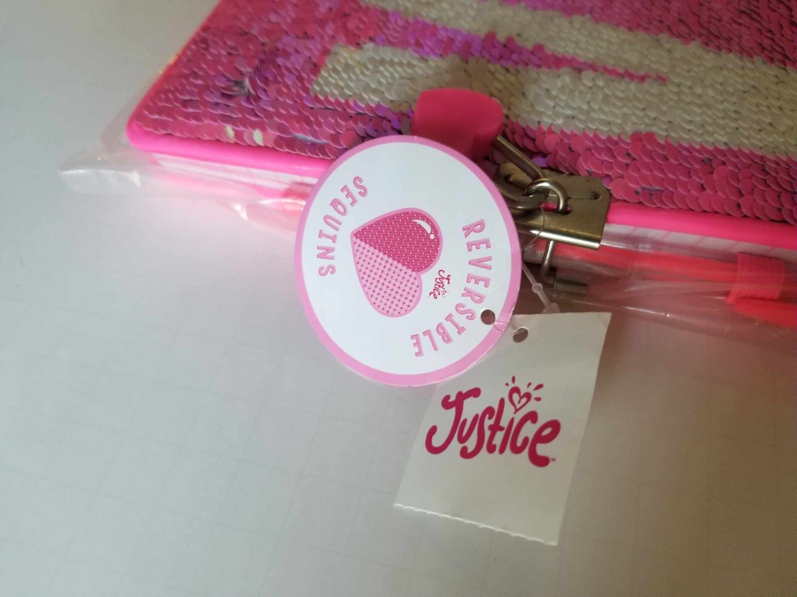 Justice Girls Sequin Neon Flip Sequins Diary Journal Writing Notebook Initial M