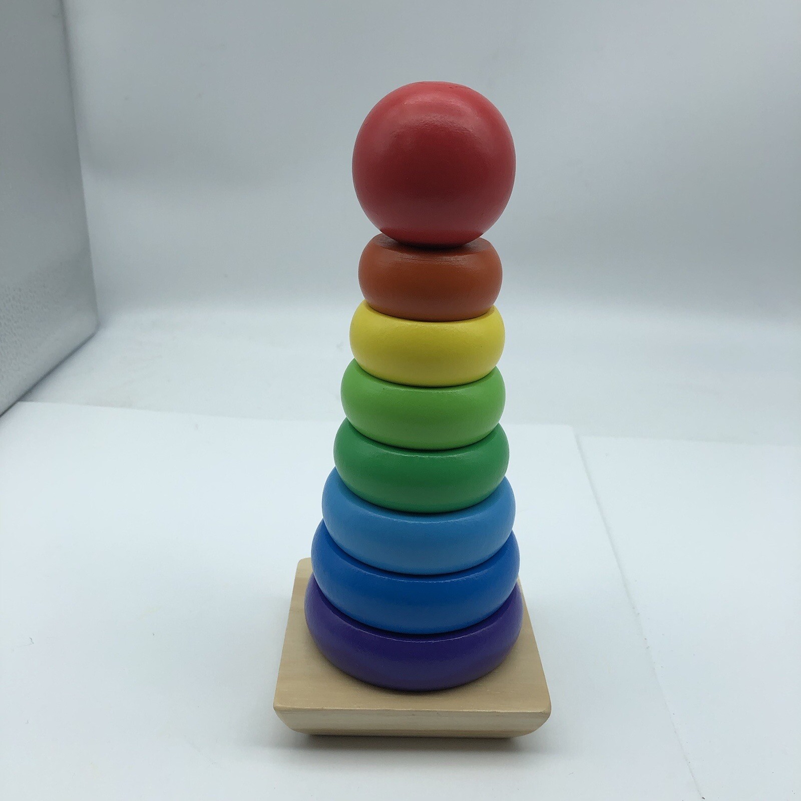 Melissa Doug Wood Toy Rainbow Stacker Rings Toddler Baby Educational